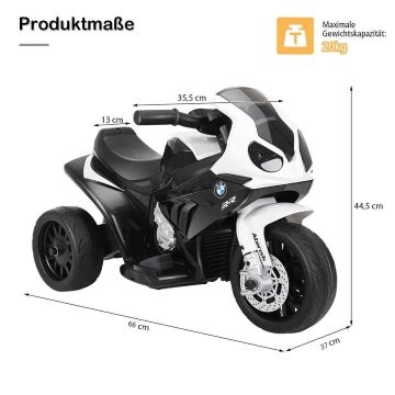 Elektryczny motocykl dziecięcy 66x37x44,5cm, czarno-biały