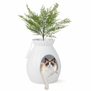 Cat litter box 50x50x59cm., white/green