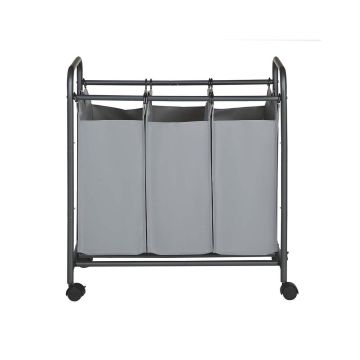 Laundry basket on wheels, gray