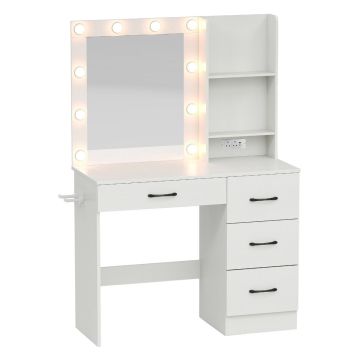 Toaletka z taboretem 94x40x138,5cm, biała