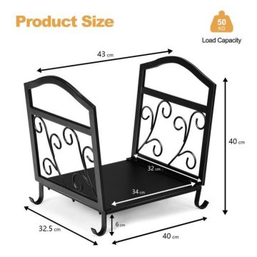 Firewood shelf 43x40x32.5cm., black
