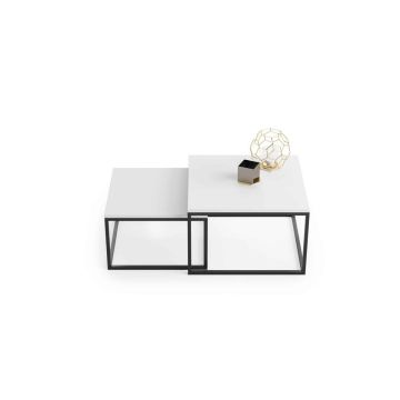 Stolik kawowy Twin 70x70x42cm / 60x60x36 cm, czarny