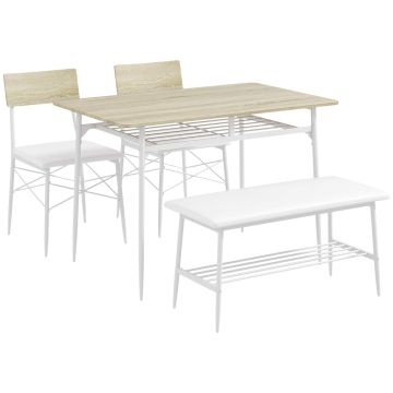 4-piece dining set Homcom, light brown/white