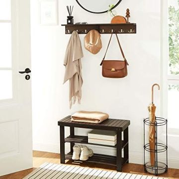 Wall hanger with 4 double hooks, vintage brown