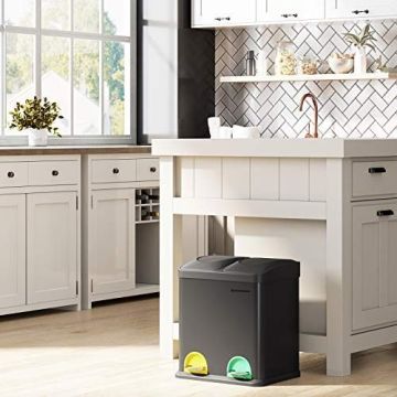 Two-compartment trash can, black