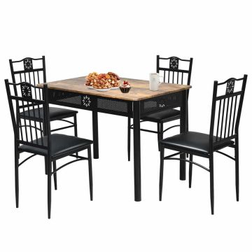 Dining room furniture set, 5 pieces, black/brown