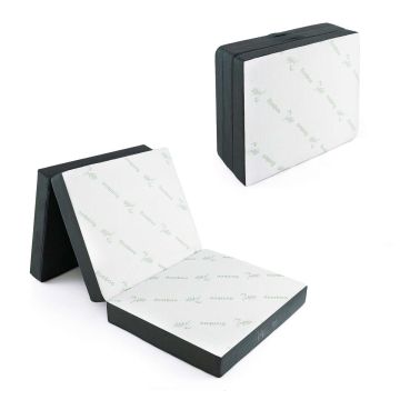 Materac składany 193x80x10cm, biały/ciemnoszary