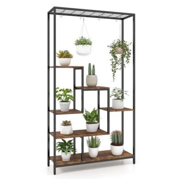 Plant shelf 100x30x180cm., brown/black