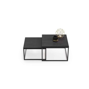 Stolik kawowy w betonowym designie Twin 70x70x42cm / 60x60x36 cm, czarny