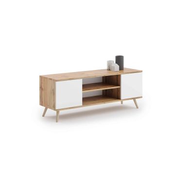 Stolik RTV Focus RTV 155x50x40 cm, drewno naturalne / biały