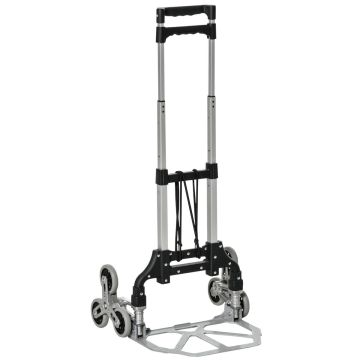 Грузовая тележка Durhand 47x47x100 см, черно-серебристая.