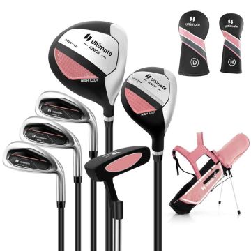 Zestaw 5 kijów golfowych z torbami, różne kolory