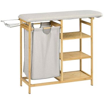 Kosz na pranie 57L Homcom 113x34x82cm, jasnobrązowy/szary