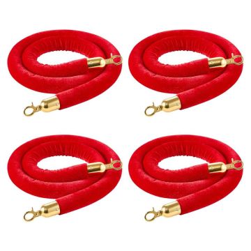 Zestaw sznurków aksamitnych VEVOR 4redrsjt, 4 szt., czerwony, Ø32 × 1500 mm