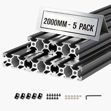Profile aluminiowe wytłaczane VEVOR 2040, 5 szt., czarne, 20 × 40 × 200 cm