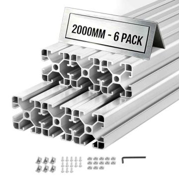 Profile aluminiowe wytłaczane VEVOR 4040, 6 szt., kolor srebrny, 40 × 40 × 200 cm