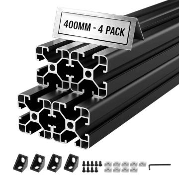 Profile aluminiowe wytłaczane VEVOR 4040T-40-4-H, 4 szt., czarne, 9,5 × 9,5 × 52 cm