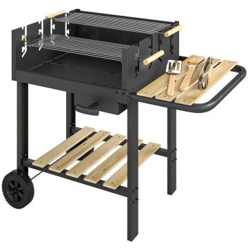 Grill węglowy z 2 rusztami, 99,5 × 82 × 58 cm