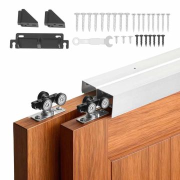 Bypass sliding door hardware set VEVOR XC40-4FT, 2-door system, 121.9 × 10.26 × 5.56 cm