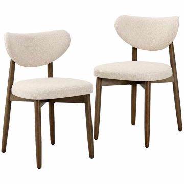 Set of 2 upholstered kitchen chairs, beige, ergonomic backrest