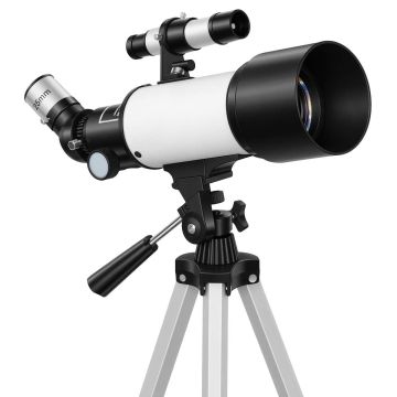 Teleskop astronomiczny dla początkujących, obiektyw 70 mm, kolor biały + czarny