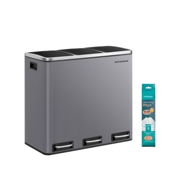 Kosz do segregacji odpadów SONGMICS, 3 × 18 l, 61 × 55,5 × 31,5 cm