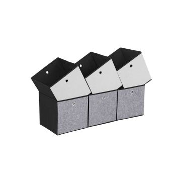 Storage boxes 30x30x30 cm., 6 pcs., gray/black