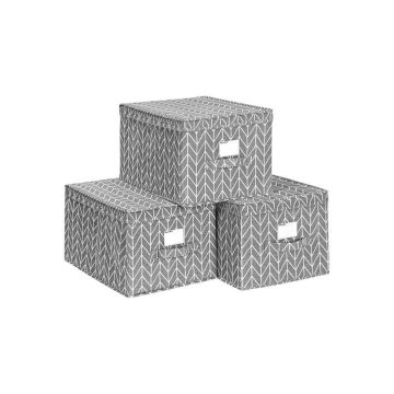 Folding box set of 3 organizers, gray