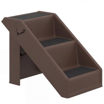 Pet stairs, 3 steps, Brown, 53 × 36.5 × 30.5 cm