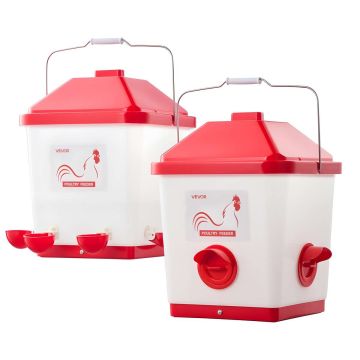 Automatyczny karmnik i poidło dla kur VEVOR 5GAL F+D, 18,14 kg i 19 l, 3 i 6 otworów