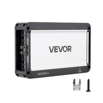Wzmacniacz audio do samochodu VEVOR MXD600.4, 4 kanały, czarny, 24,5 × 14,5 × 4,8 cm