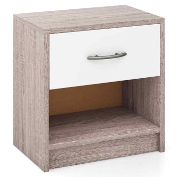 Stolik nocny 38,5x28x40,5cm, jasnoszary/biały