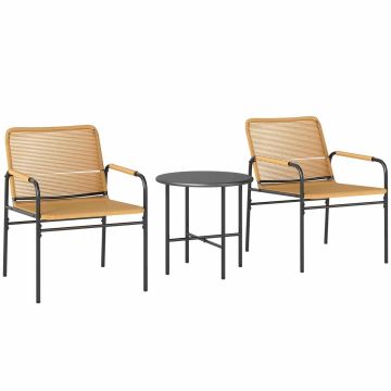 Zestaw mebli balkonowych dla 2 osób, rattan PE, stół 54x66x76 cm, szary