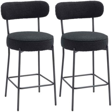 Bar stools, 2 pcs, Black, 49 × 95 × 52 cm