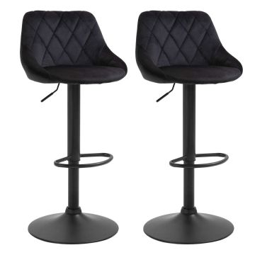 Bar stools, 2 pcs, Black, 48 × 83–104 × 46 cm
