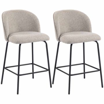 Bar stools, 2 pcs, Grey, 50 × 93 × 55 cm
