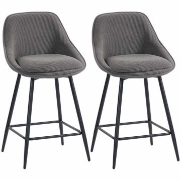 Bar stools, 2 pcs, Grey, 49 × 88 × 52 cm