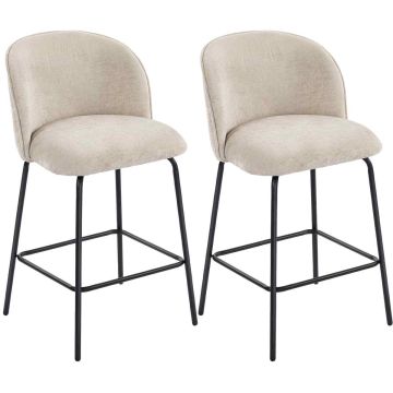 Bar stools, 2 pcs, Beige, 50 × 93 × 55 cm