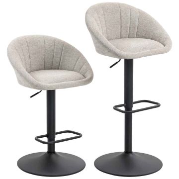 Bar stools, 2 pcs, Beige, 53.5 × 83–103 × 46 cm