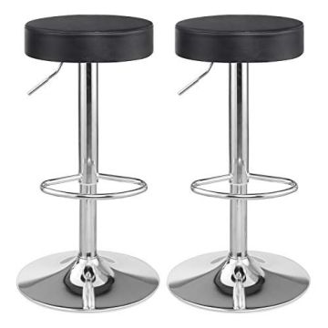 Bar stool set of 2 chromed steel, black