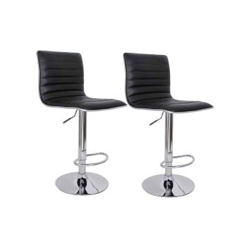 Bar stool set, 2 pcs. black faux leather