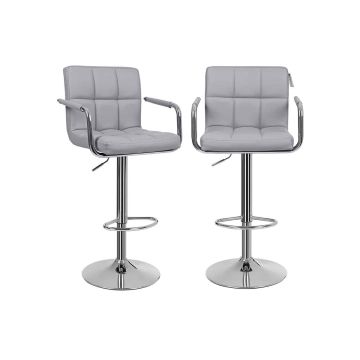 Bar stools with armrests 2 pcs gray