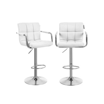 Bar stools with armrests 2 pcs. white