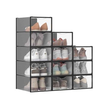 Pudełka na buty SONGMICS LSP312, 12 szt., przezroczyste, 33,2 × 23 × 14,5 cm