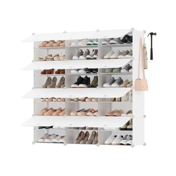 Półka na buty SONGMICS, 10 przegródek, biała, 124,4 × 124,6 × 32 cm