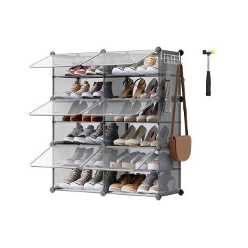 Обувная полка SONGMICS, 6 отделений, серая, 83 × 94 × 32 см