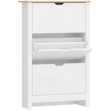 Szafka na buty Homcom 72x26x112cm, biała/jasnobrązowa