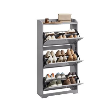 Shoe cabinet VASAGLE LBC036GD01, 3 doors, up to 18 pairs, Gray, 24 × 60 × 121.2 cm