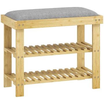 Ławka na buty, z dwupoziomową półką na buty, 60 × 29 × 49 cm