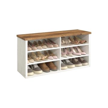 Ławka na buty VASAGLE, 6 regulowanych półek, 100 × 29,5 × 50 cm